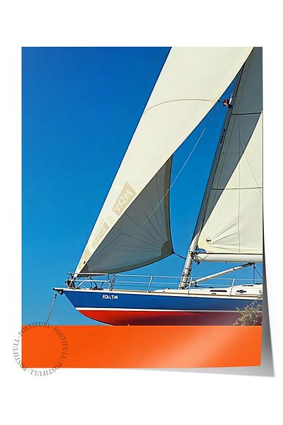 Postifull Frameless Wall Poster, Sailboats, Photo, Blue Color Poster, 2025 Summer Selection, No:109633