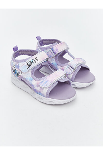 LC Waikiki Lilac Stitch Printed Girl's Sandals with Lighted Soles