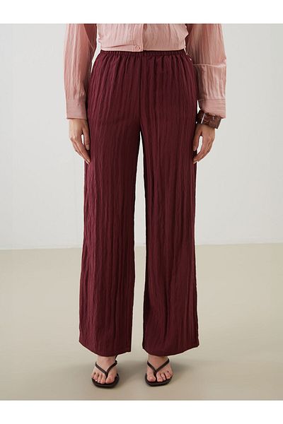 LC Waikiki New Season Women's Textured Trousers with Elastic Waist - S5Ob67Z8