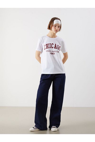 LC Waikiki Tricou pentru femei cu imprimeu Chicago, sezon nou, cu decolteu rotund - S5Q967Z8
