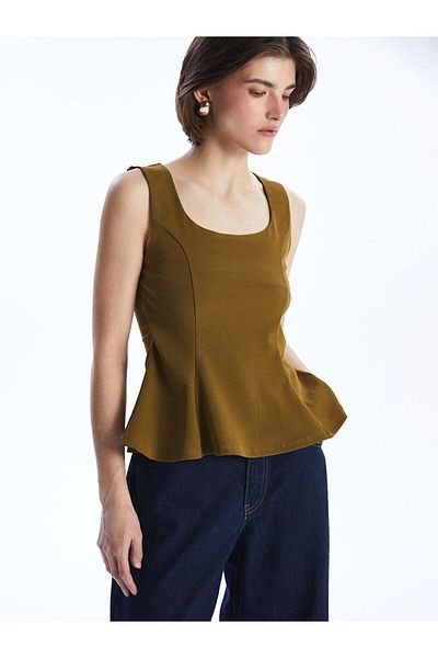 LC Waikiki New Season Square Neck Peplum Blouse - S5Pa86Z8