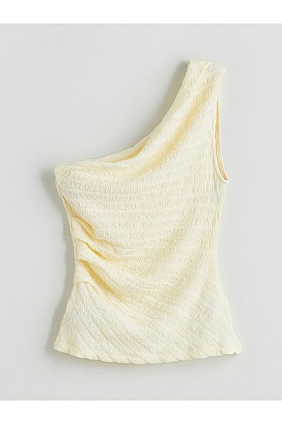 LC Waikiki One Shoulder Textured Gathered Blouse