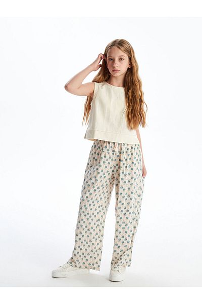 LC Waikiki Elastic Waist Floral Girls Trousers
