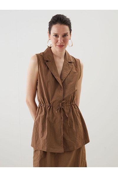 LC Waikiki Jacket Collar Linen Look Women's Classic Vest
