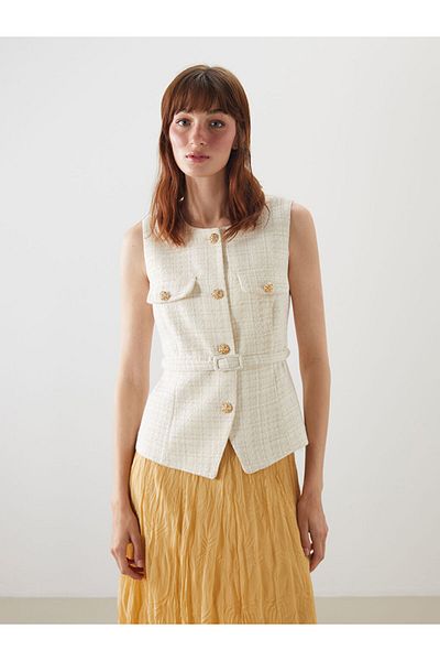 LC Waikiki New Season Crew Neck Women's Tweed Vest - S5Ol38Z8