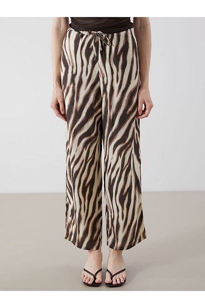 LC Waikiki New Season Elastic Waist Zebra Patterned Women's Trousers - S5Qj79Z8