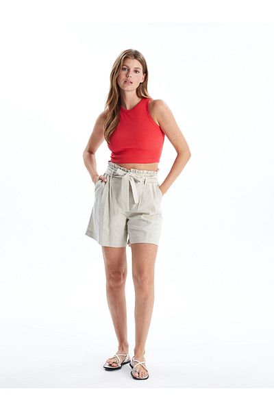 LC Waikiki Crew Neck Textured Women's Crop