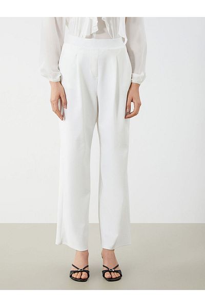 LC Waikiki Pantaloni plisați pentru damă, cu talie elastică, cu picioare largi