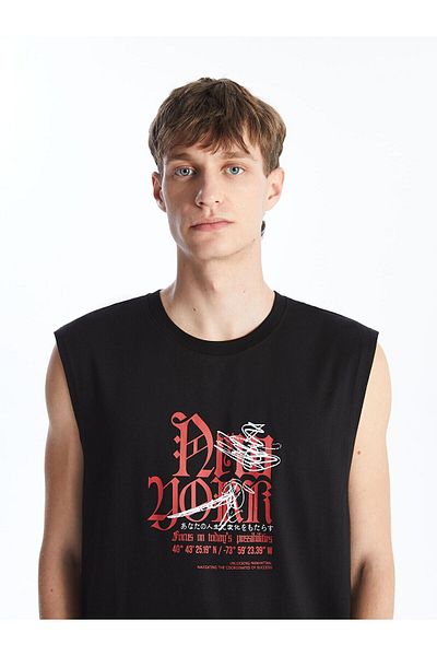 LC Waikiki Crew Neck Printed Men's Sleeveless T-Shirt