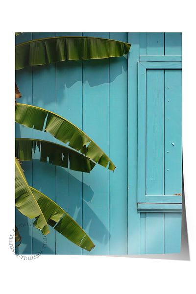 Postifull Frameless Wall Poster, Palm Tree, Photo, Blue Color Poster, 2025 Summer Selection, No:109580