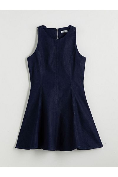 LC Waikiki Μίνι τζιν φόρεμα Crew Neck Peplum