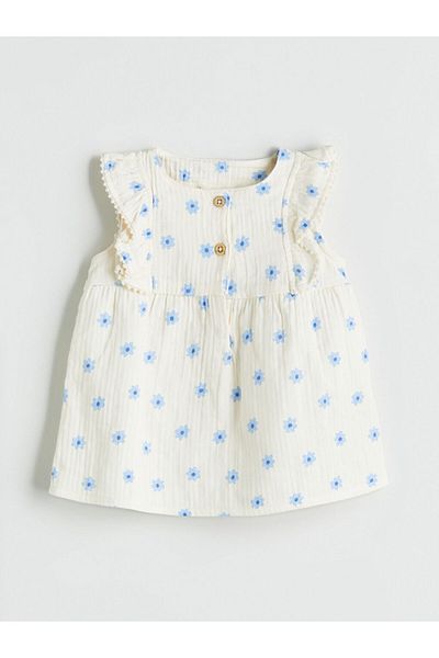 LC Waikiki Ecru Floral Baby Girl Blouse and Shorts 2-Piece