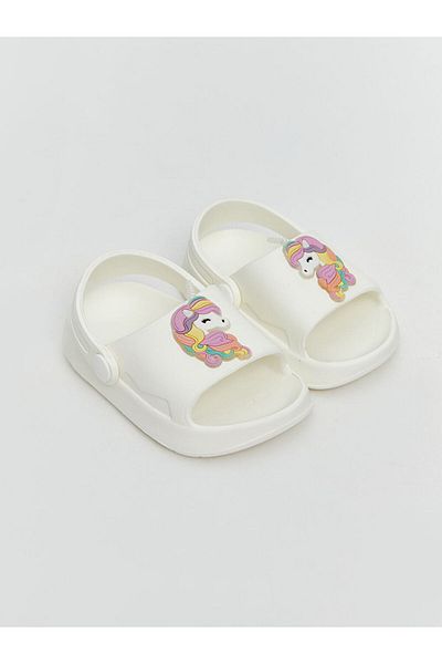LC Waikiki White Printed Baby Girl Sandals