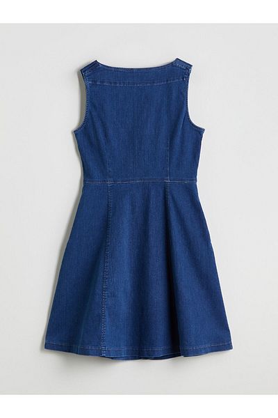 LC Waikiki Heart Collar Waist Mini Jean Dress