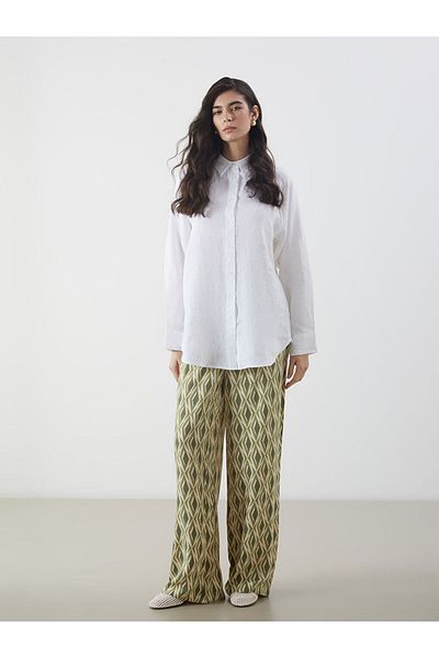 LC Waikiki New Season Patterned Women's Trousers with Elastic Waist - S5M714Z8