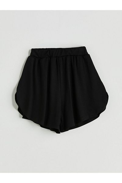 LC Waikiki Black Basic Girl's Shorts with Elastic Waist