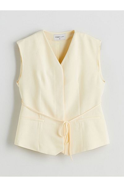 LC Waikiki V-Neck Linen Blended Women's Classic Vest
