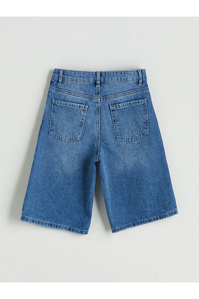 LC Waikiki Indigo Ripped Detailed Girl's Jean Shorts
