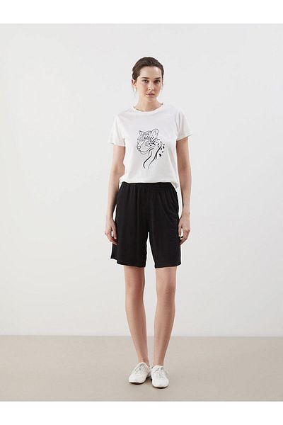 LC Waikiki Gray Women's Shorts with Elastic Waist
