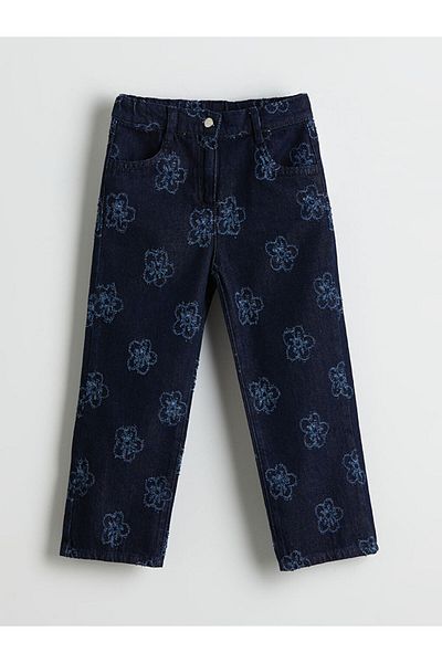 LC Waikiki Floral Wideleg Girl's Jean Trousers