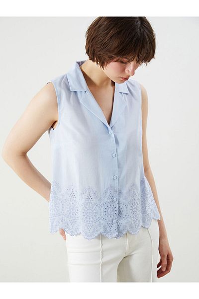 LC Waikiki Blue Openwork Women's Shirt