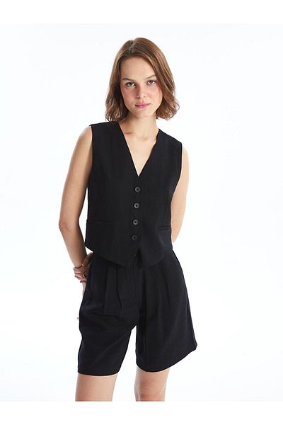 LC Waikiki Black Woven Vest Bg109