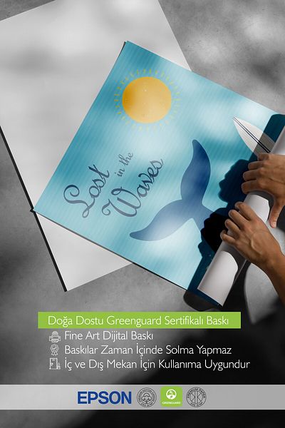 Postifull Frameless Wall Poster, Lost among Waves, Illustration, Blue Color Poster, 2025 Summer Selection