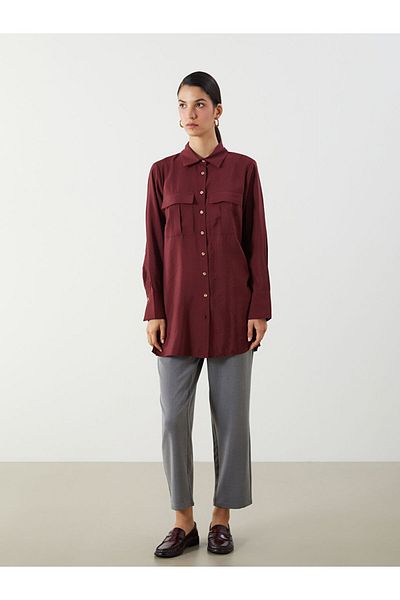 LC Waikiki Burgundy Modal Blend Women's Shirt Tunic