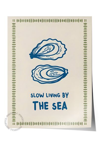 Postifull Frameless Wall Poster, Slow Life by the Sea, Illustration, Blue Color Poster, 2025 Summer Selection