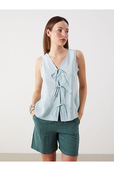 LC Waikiki New Season V-Neck Modal Blend Blouse - S5Pg80Z8