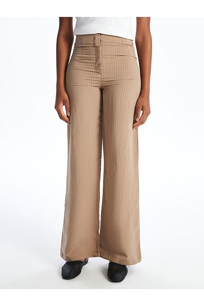 LC Waikiki Striped Modal Blend Women's Pleated Trousers