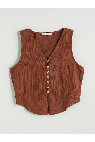 LC Waikiki V-Neck Textured Muslin Blouse