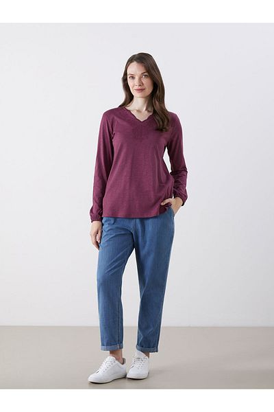 LC Waikiki Lcw V Neck Embroidered Blouse