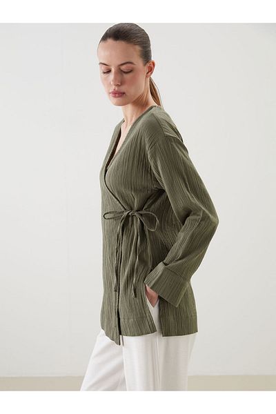 LC Waikiki Lcw Double Breasted Collar Textured Women's Kimono Fast Fashion