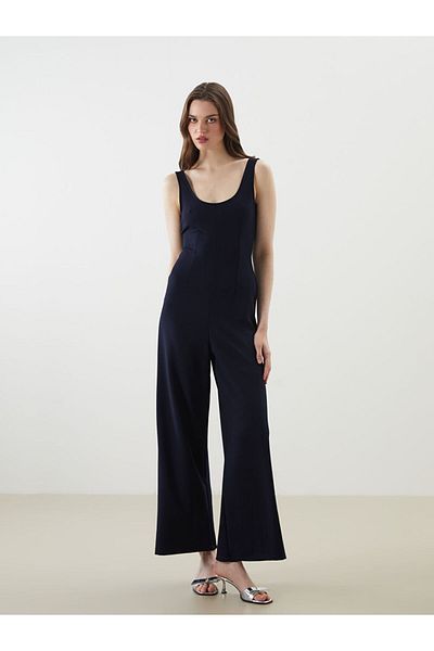 LC Waikiki U Neck Wide Leg Crepe Jumpsuit