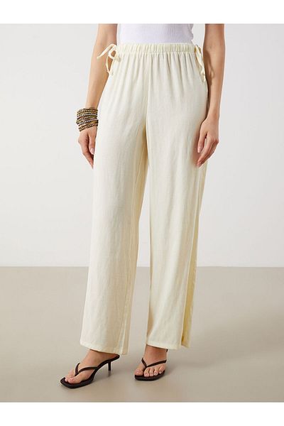 LC Waikiki Women's Linen Blended Pants with Elastic Waist