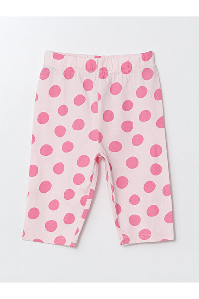 LC Waikiki Pembe Beli Lastikli Puantiyeli Kız Bebek Tayt