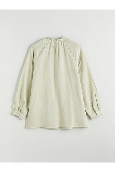 LC Waikiki Ruffled Stand Collar Muslin Women's Tunic