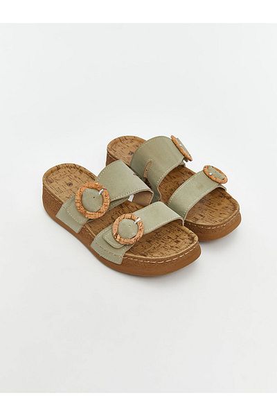 LC Waikiki Suede Look Double Striped Women's Slippers