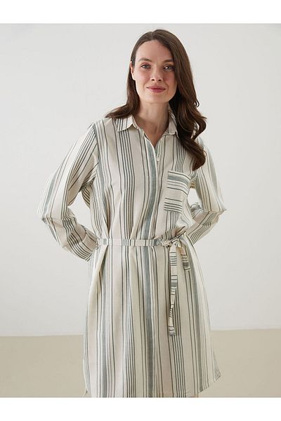 LC Waikiki New Season Striped Linen Blend Women's Shirt Tunic - S5L404Z8