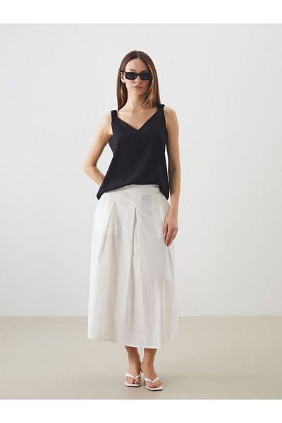 LC Waikiki Black V-Neck Textured Blouse