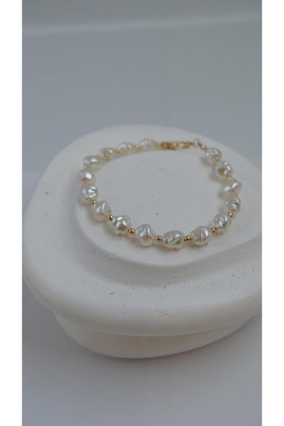 Jerie Round Baroque Pearl Appearance Bead Anklet