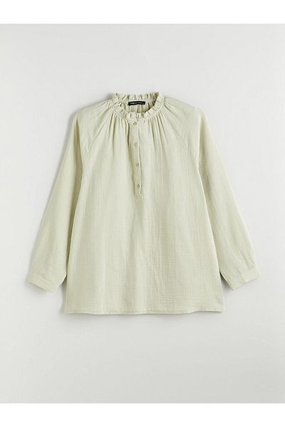 LC Waikiki Ruffled Stand Collar Muslin Women's Tunic