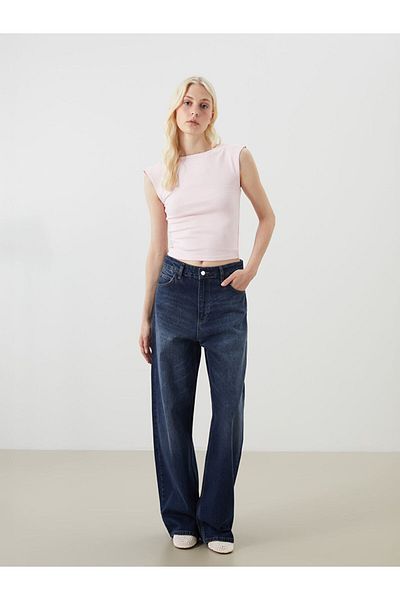 LC Waikiki Pink Lilac Crew Neck Blouse