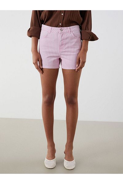 LC Waikiki Standard Fit Striped Women's Jean Shorts