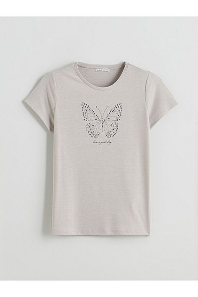 LC Waikiki New Season Crew Neck Embroidered Women's T-Shirt - S5Jb65Z8
