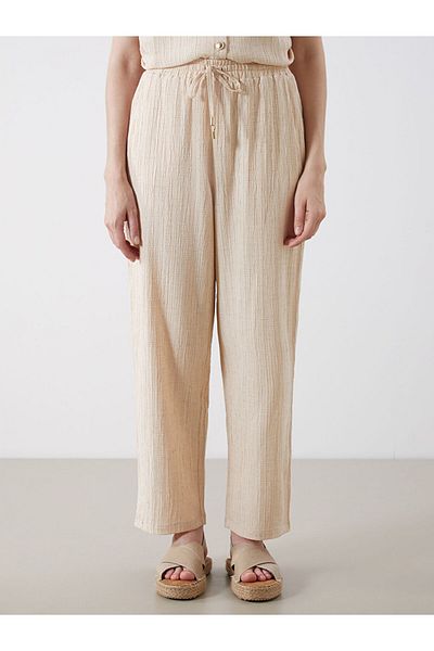 LC Waikiki Women's Linen Blended Pants with Elastic Waist