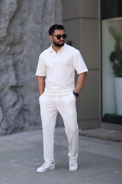 cto your style Men's Polo Neck T-Shirt Casual Fit Zipper Snap Detail Bottom Top Suit