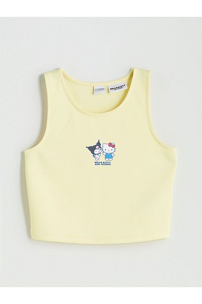 LC Waikiki Crew Neck Hello Kitty Printed Girl's Crop Undershirt