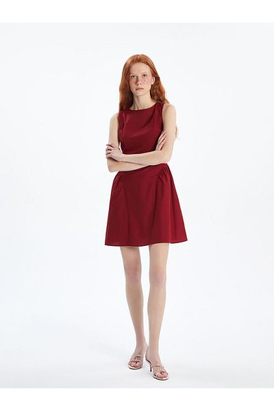 LC Waikiki Lcw Crew Neck Gathered Mini Dress Fast Fashion
